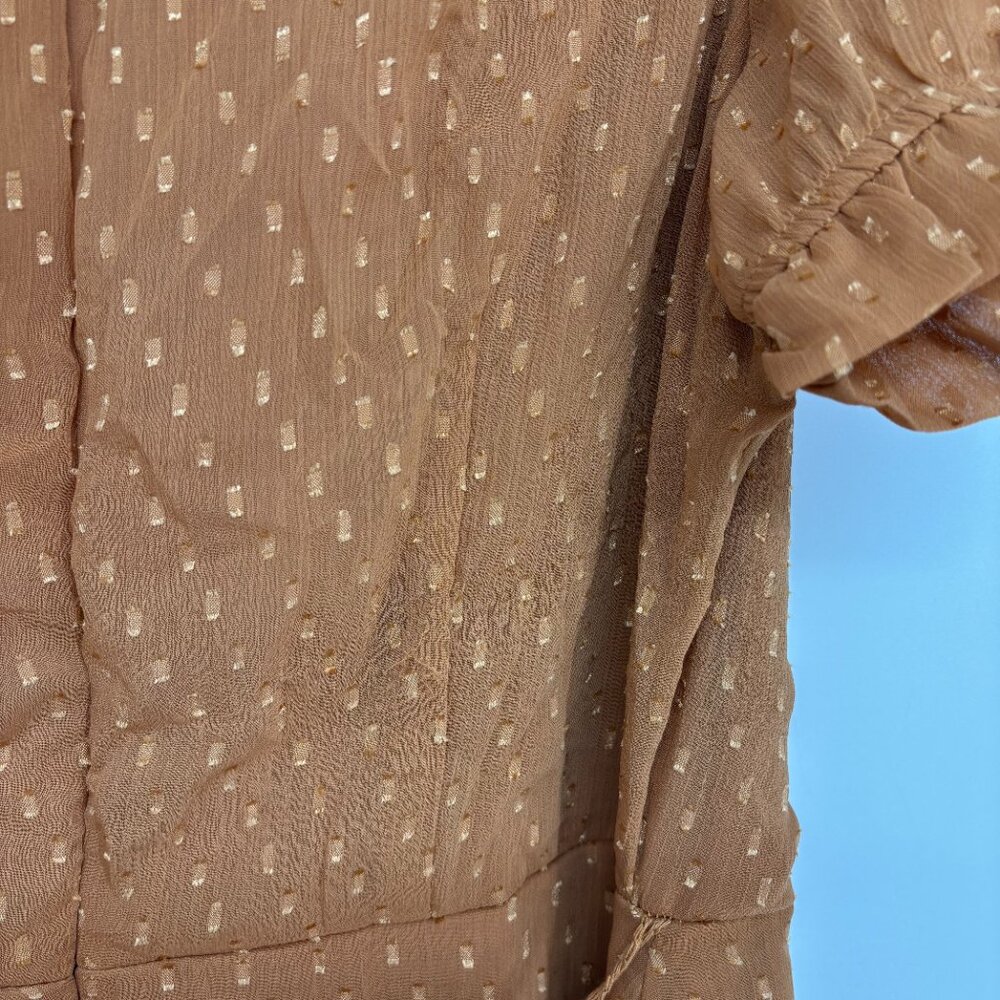 NY Collection Women Short Sleeve Belted Swiss Dot Dress Meerkat Rectangle PM NWT - Picture 8 of 8